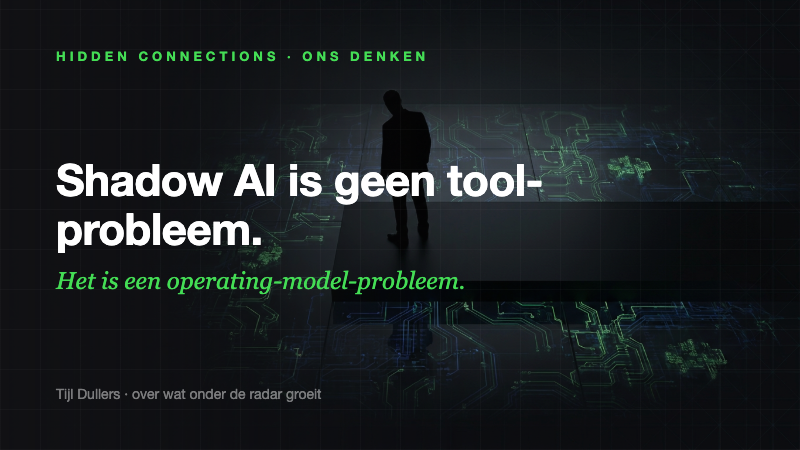 Artikelcover — Shadow AI is geen tool-probleem. Het is een Operating Model probleem.